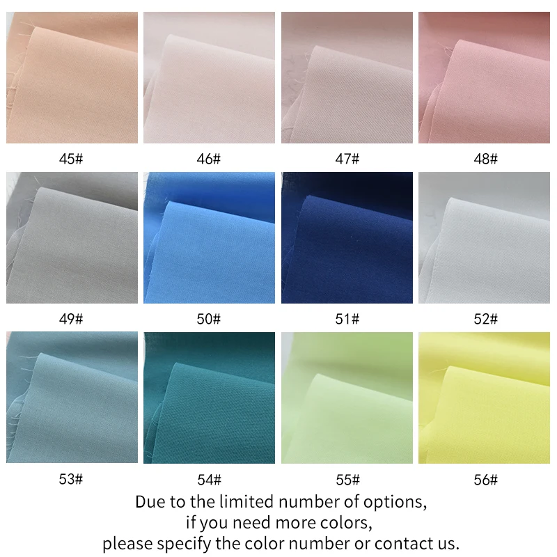71 لونًا متوفرًا في المخزون قماش بطانة قطن خفيف عادي 100% نسيج فوال قطن قسط أقمشة قطنية نقية لملابس الأطفال