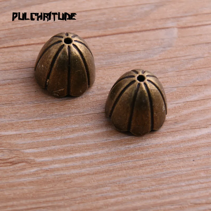 4pcs 15*18*18mm Two Color Bead Caps Charm Hollow Lotus Pendants Jewelry Accessories DIY Receptacle Charms