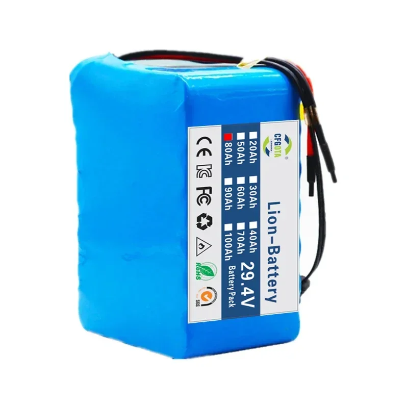 Imagem -05 - Bateria de Lítio para Veículo Elétrico para Cadeira de Rodas 7s5p 18650 24v 80ah 15a Bms 500w 29.4v 80000mah 2a Carregador