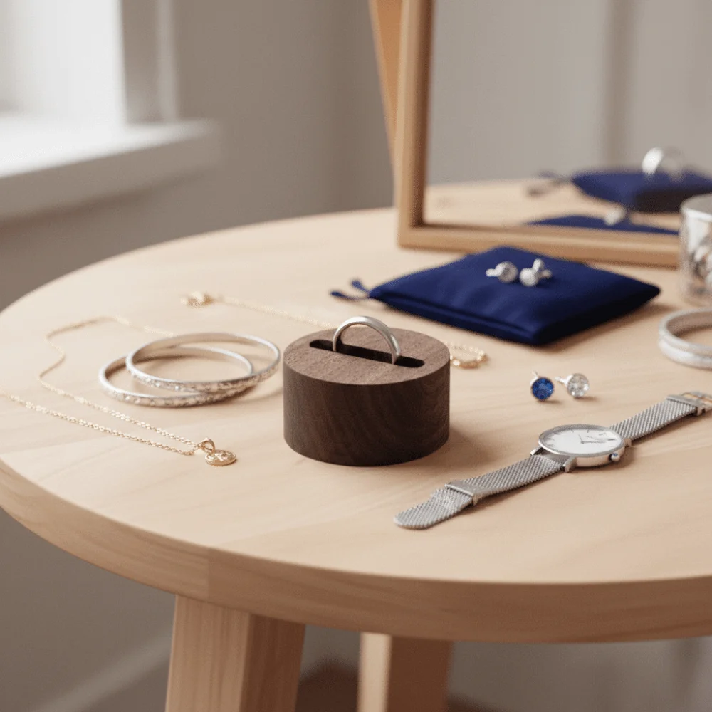 Винтажная подставка для ювелирных изделий из цельного дерева ореха, реквизит для шоу ювелирных изделий, украшение для дома, подставка для колец, кольцо, стеллаж для выставки товаров, кольцо