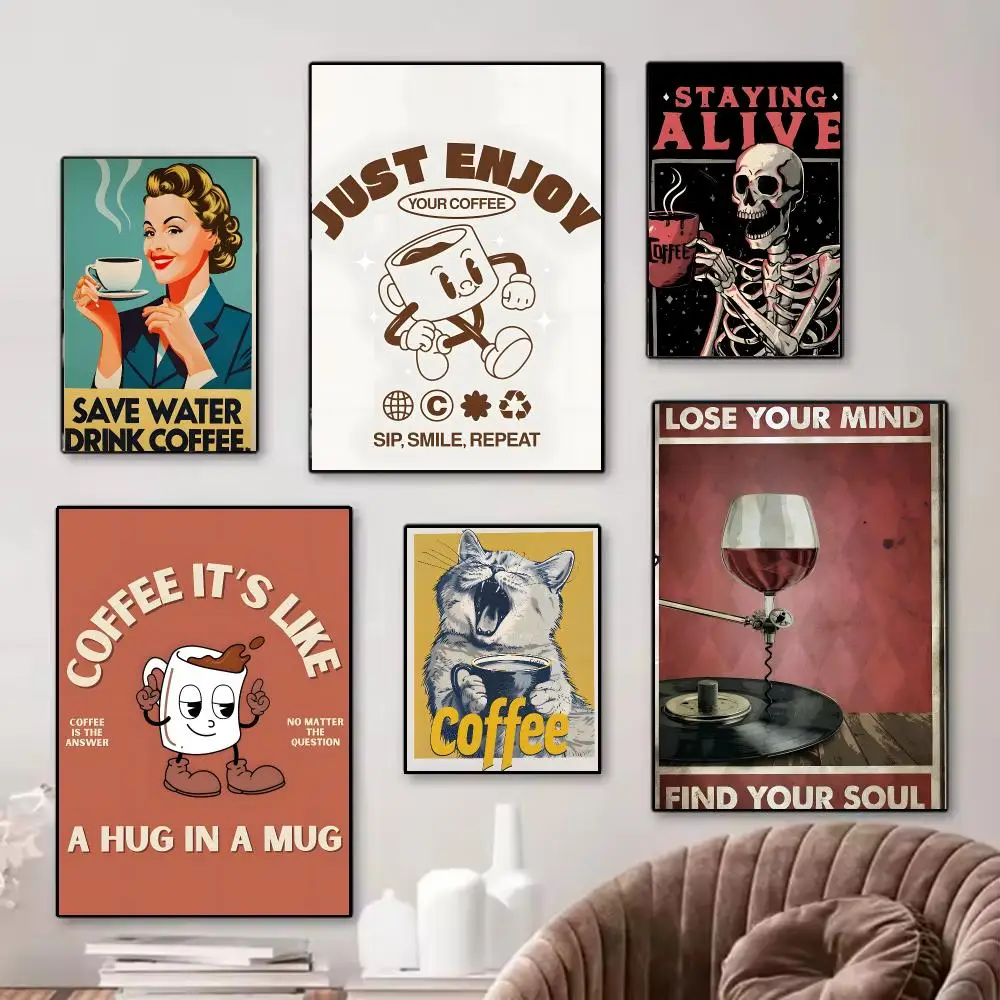 Trendy Cozy Artwork C-Coffee Poster Modern Wall Art Collection for Home Decor