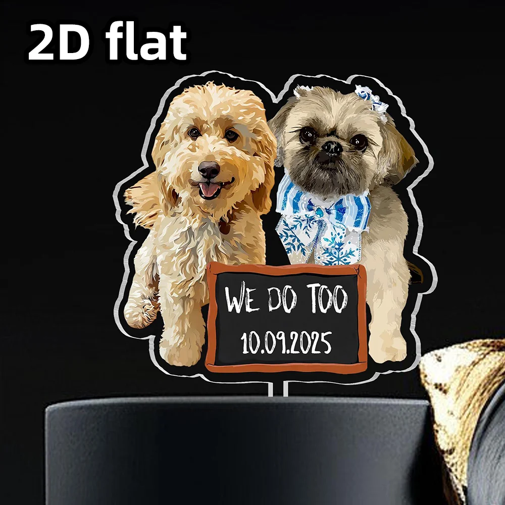 شخصية الحيوانات الأليفة صورة كعكة توبر 1 قطعة ، حفل زفاف لصالح ، هدية مالك الكلب ، زخرفة تذكار عيد الميلاد