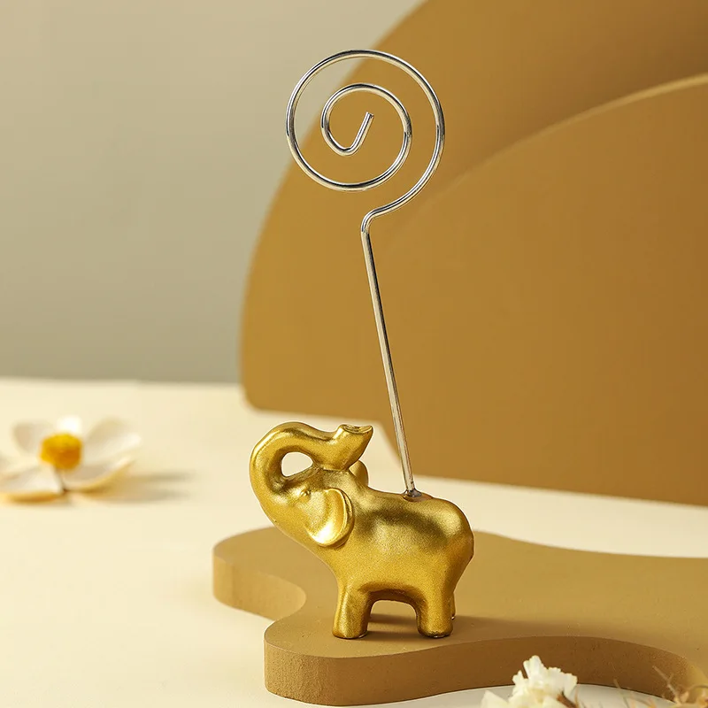 

Free Shipping 20pcs/lot Golden & Silver-Finish Lucky Elephant Place Card/Photo Holder