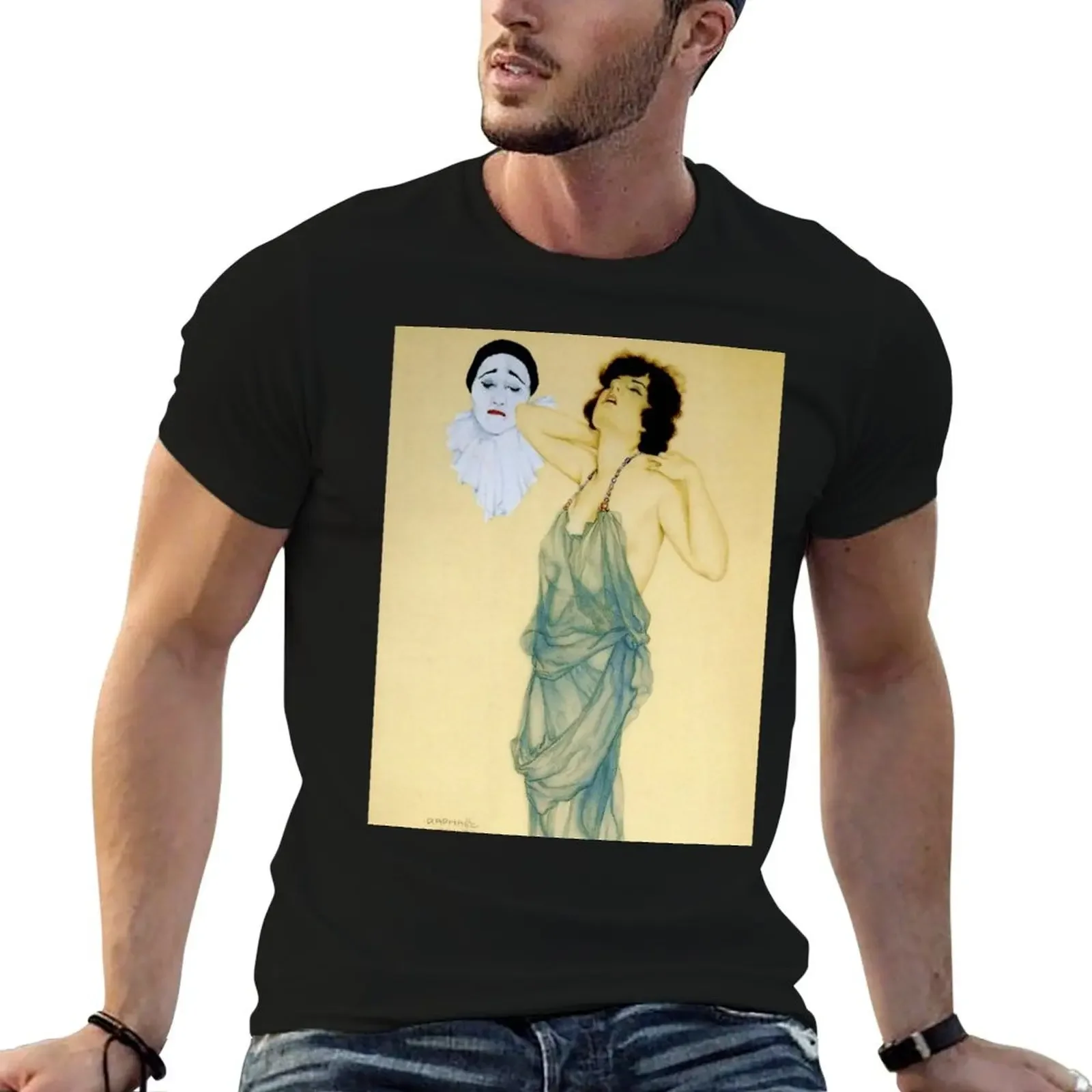 “Pierrot and the Green Dress” by Raphael Kirchner T-Shirt Blouse shirts graphic vintage anime shirts men