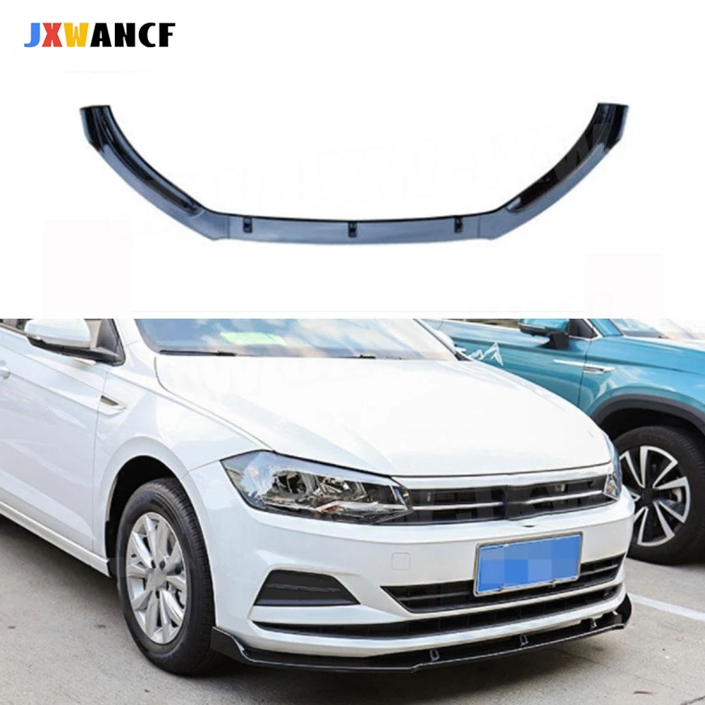 

JXWANCF High Quality ABS Front Bumper Lip Spoiler Splitters Aprons For Volkswagen VW Polo Plus 2019 Front Bumper Lip Spoiler