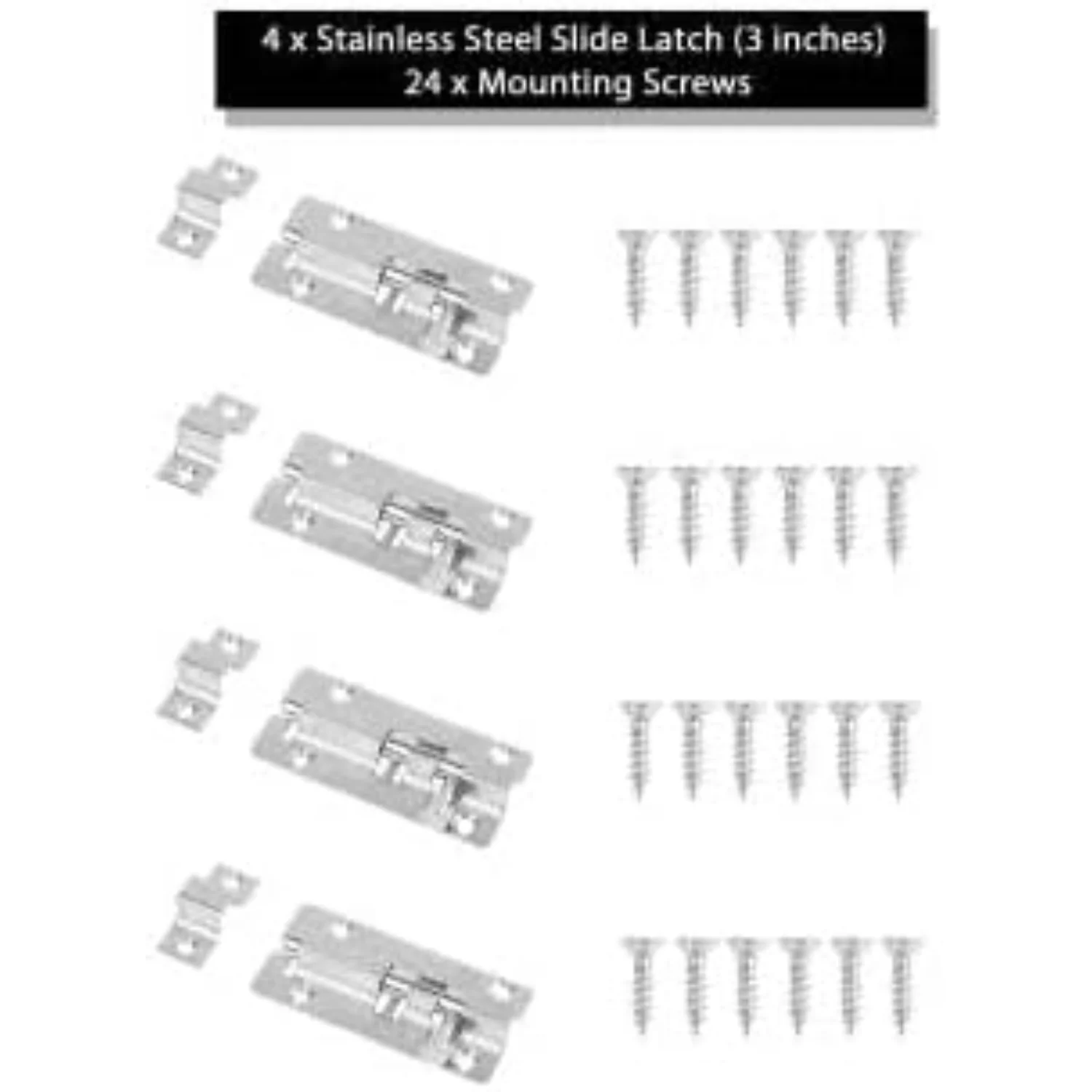 Door Latch Lock, 4 Pcs  Inches Barrel Bolt Door Latches Hardware, Thickened Stainless Steel Slide Lock with Mounting Screws by