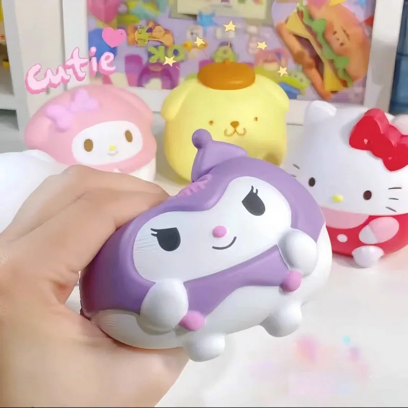 Kawaii Sanrio Hello Kitty Melody Kuromi Fidget Hands Cute Cinnamoroll Stress Relief Squishy Anime Children Toys Christmas Gifts