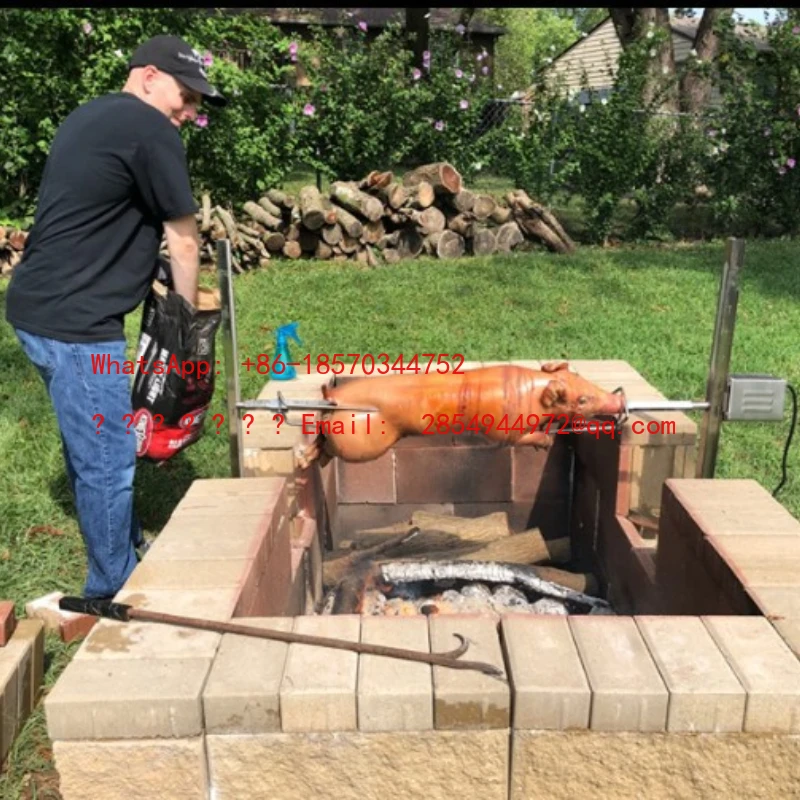 220V/110V BBQ Rack Electric Rotisserie Grill Goat Pig Chicken BBQ Stainless Steel Full Automatic Rotating