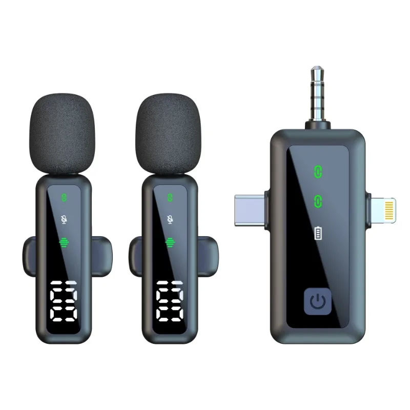 

H68 three-in-one wireless collar microphone, live noise reduction VLOG video shooting radio