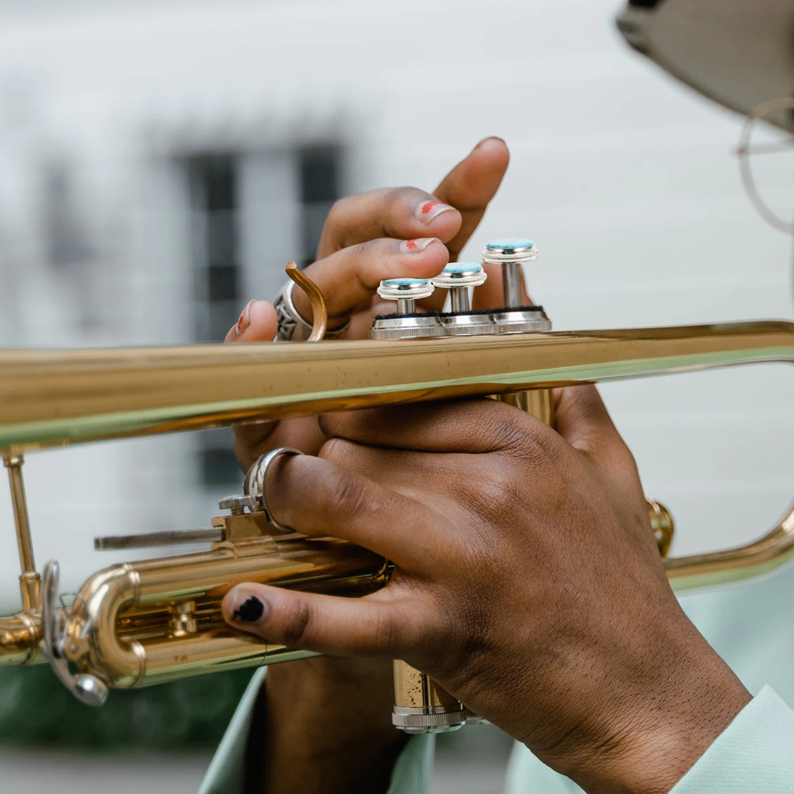 

3Pcs Trumpet Key Mat Professional Musical Instrument Accessory Sky Blue Felt Material Durable Protection Replaceable Small