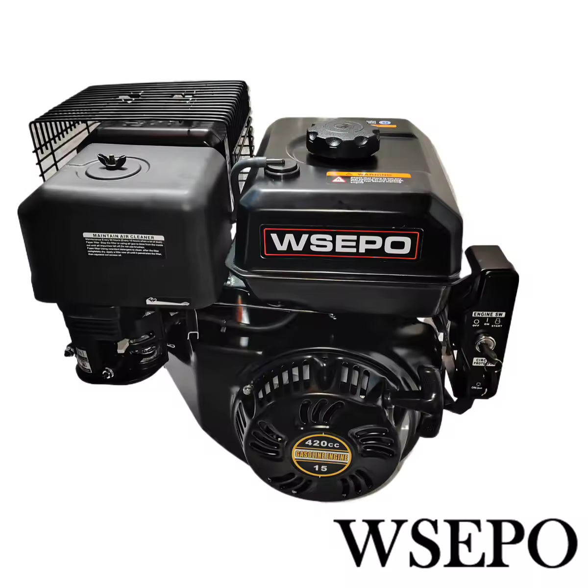 Rūpnīcas tiešā piegāde WSE420 420CC 15HP gaisa dzesēšanas 4 taktu gāzes dzinējs, kas piemērots Gokart ūdens sūkņa ģeneratora baļķu sadalītājam utt.