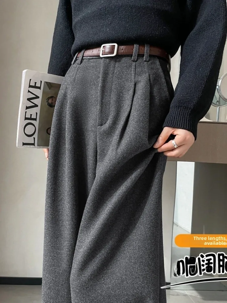 아이에이 플레인 와이드 레그 수트 팬츠 여성용 하이웨이스트 슬리밍 드레이피 루즈 스트레이트 플로어 길이 바지 출퇴근용