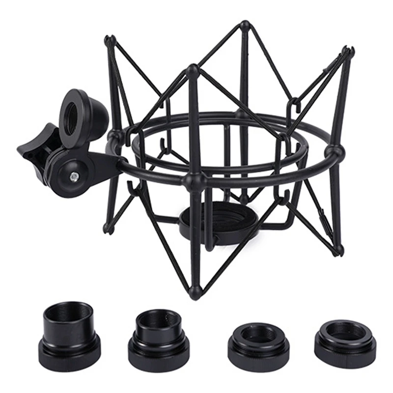 Best Microphone Shock Mount Adjustable Mount Recording Mic Stand Metal Bracket Pod Microphone Stand (Black)