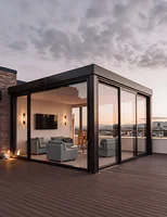 Minimalist Design Sliding Door Home Improvement for Terrace Garden Balcony Aluminum Tempered Glass External Sliding Doors