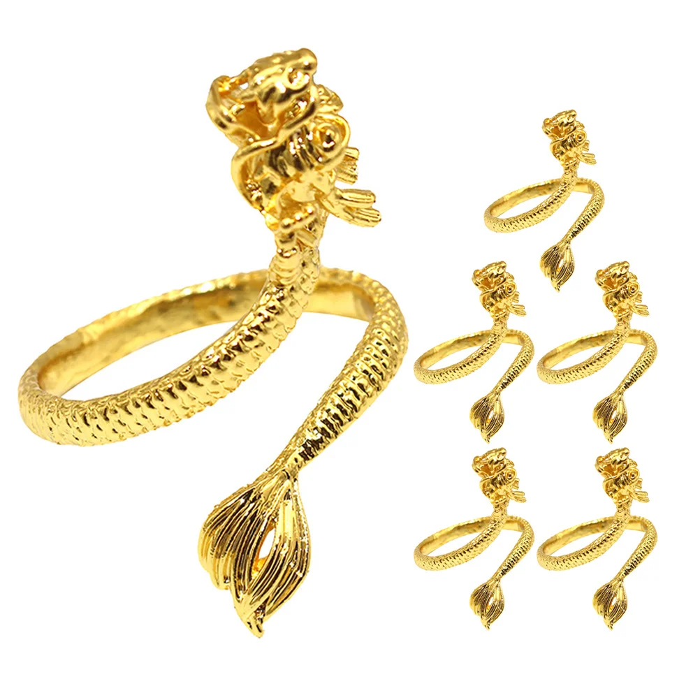 

6Pcs Dragon Napkin Rings Metal Wedding Easter Napkin Holders Hotel Home Table Holiday Party Decoration New Year Rings