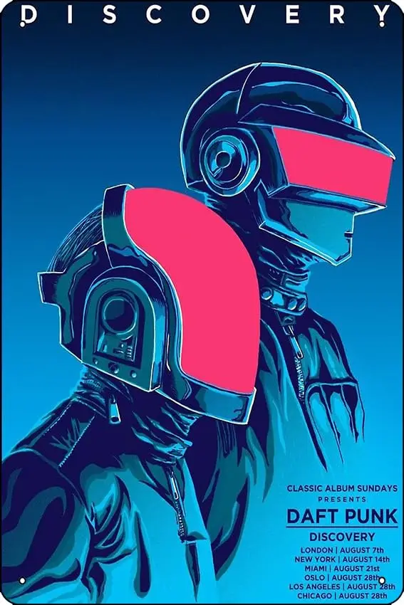 Discovery - Daft Punk Poster Metal Tin Sign 12 X 8 Inch Funny Man Cave Home Office Bar Decor