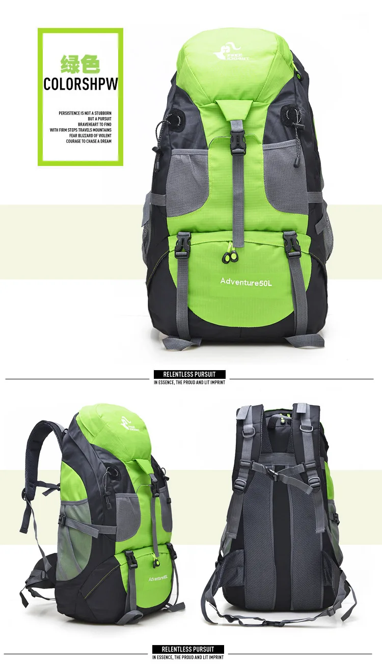 50l Wander-Trekking-Rucksack wasserfester Camping-Tages rucksack Rucksack Outdoor-Männer reisen Trekking-Kletter rucksack Free Knight – Detail 15