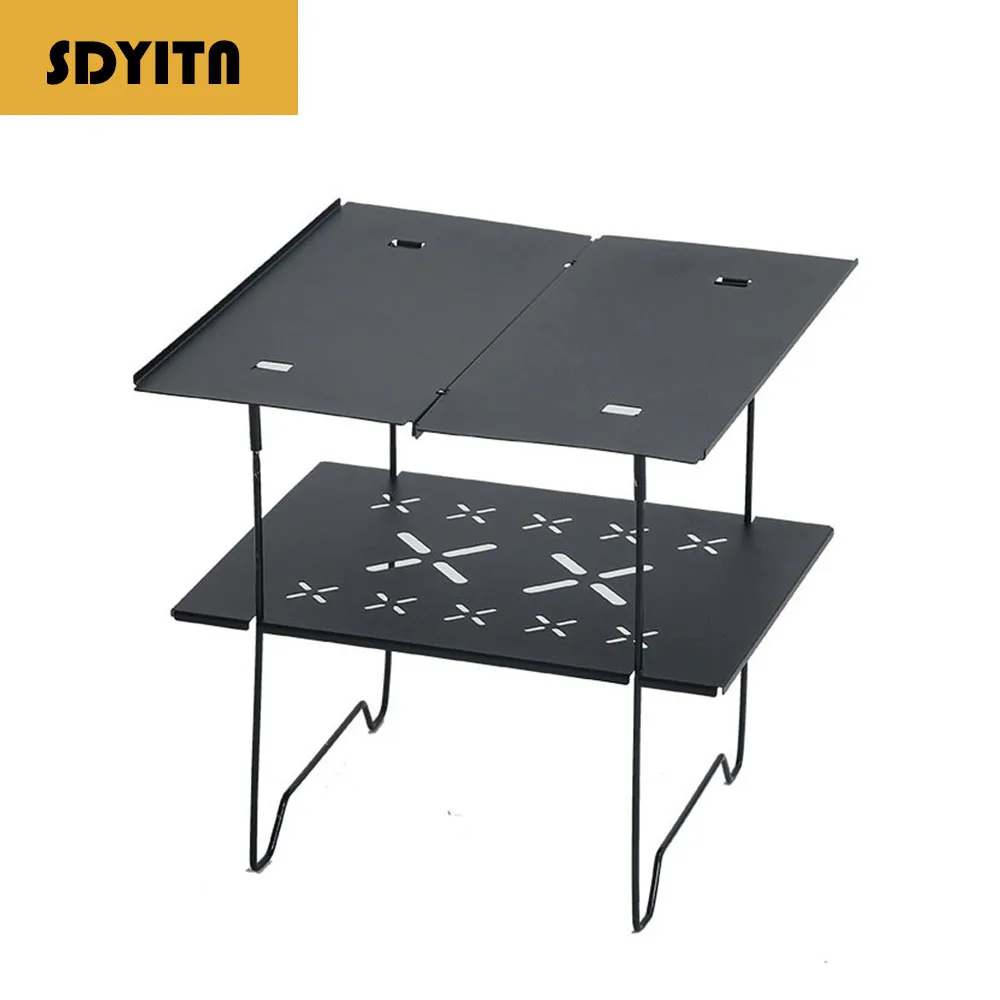 

Outdoor Multifunctional Double-layer Aluminum Board Table for Camping, Hiking, Self-driving and Picnic, Portable Small Tea Table