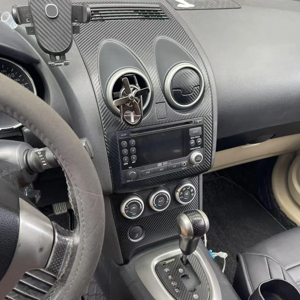 Carbon Fiber Interior car Sticker For Nissan Qashqai 2008-2015 Central Console Gear Shift Panel Door Handle Cover Trim