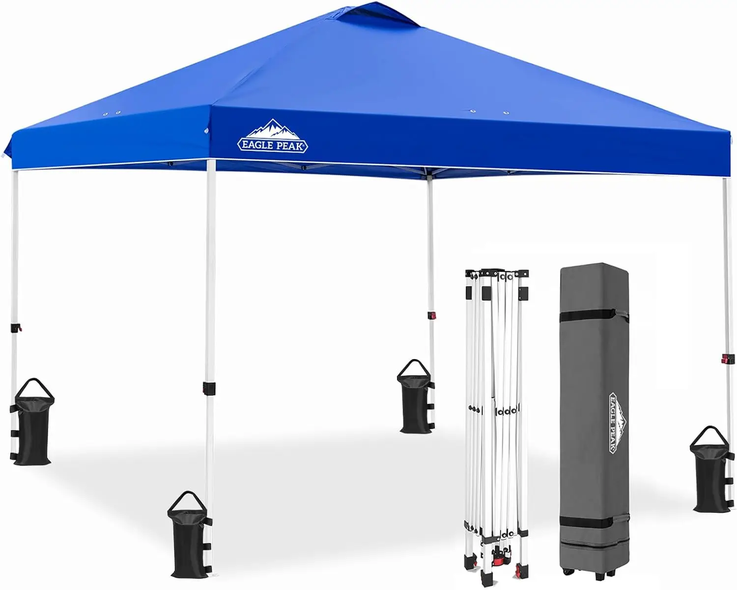 

Pop Up Canopy Tent with Wheeled Carry Bag, 8 Stakes, 4 Ropes, 4 Weight Bags, Easy Set Up Tent Canopy, 10x10 ft, 100sqft of Shade