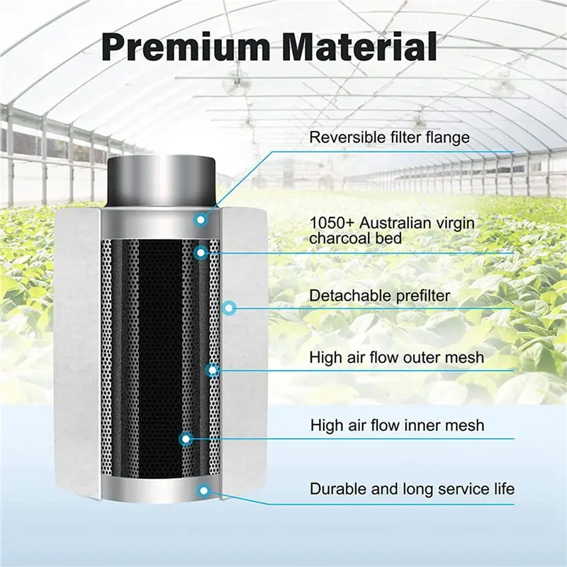 AT19 4 Inch Air Carbon Filter Odor Control, Reversible Flange, Pre-Filter Included, Smelliness Scrubber