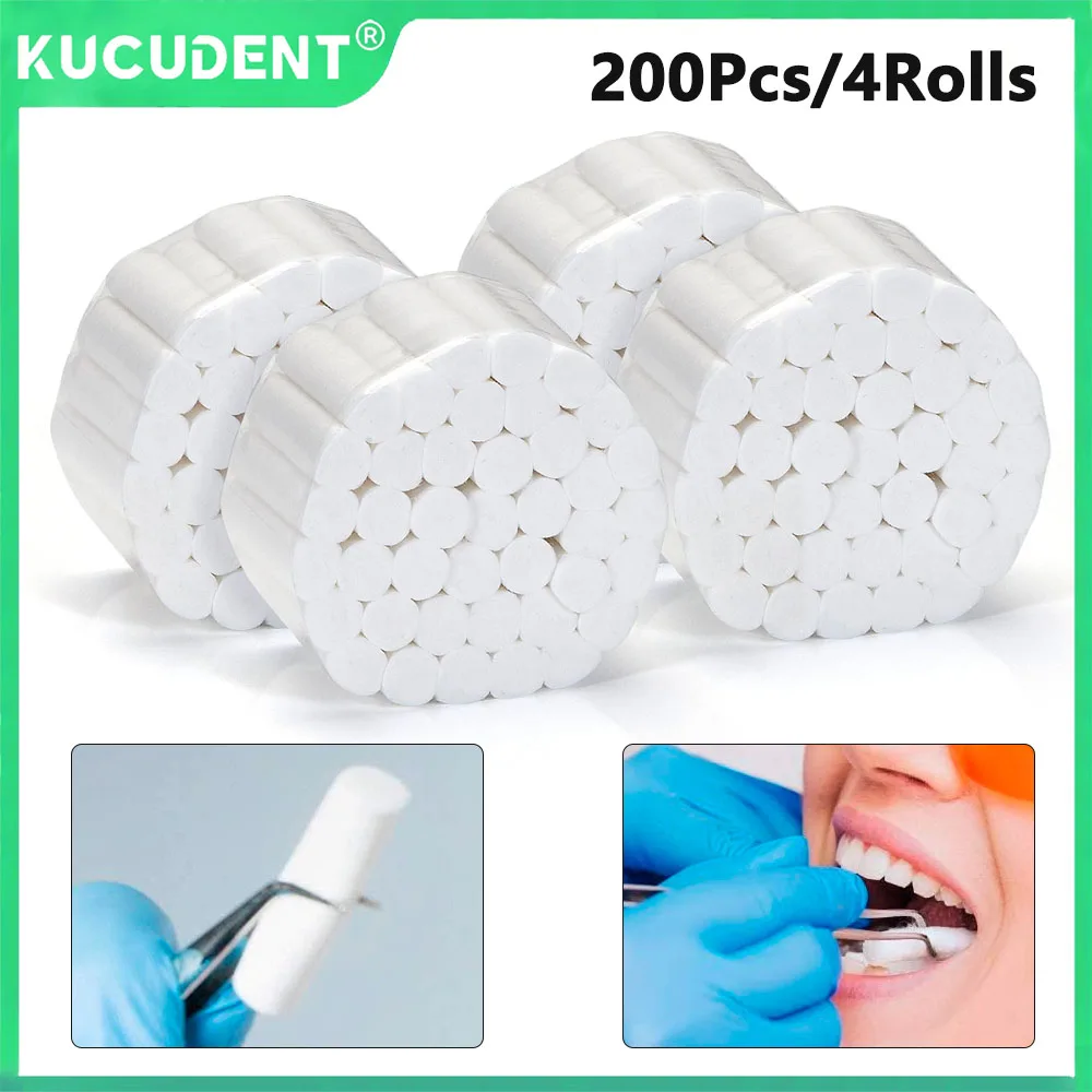 

200 шт./4 рулона, одноразовые ватные рулоны для стоматологии, медицинские принадлежности, средство для отбеливания зубов, лечение клиники, впитывающие материалы