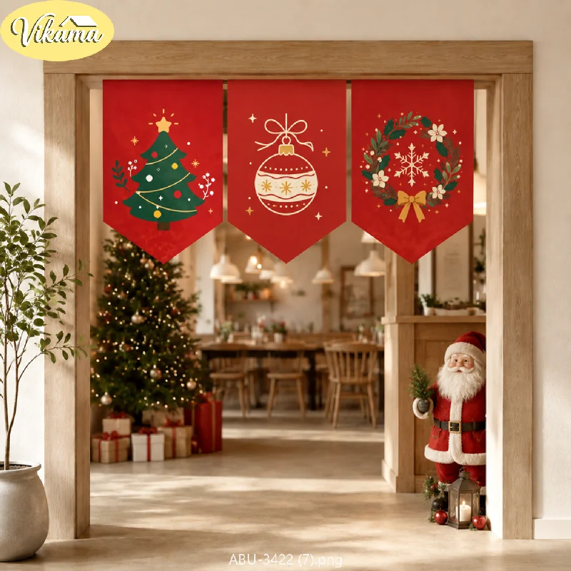 VIKAMA Scandinavian Minimalist Christmas Triangle Banners, Imported Fabric Triangle Banners, Dining Room Party Home Decor