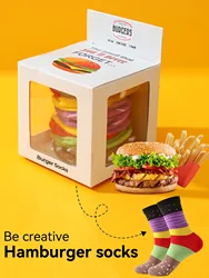 A unique pair of hamburgers with personalized patterns for both men and women,gift socks for friends on Halloween,seasonal items