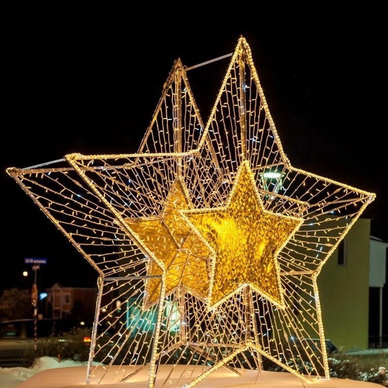 Decor IP65 Waterproof 3d Five-pointed Star Christmas Motif Lights Outdoor Shooting Star Decoration Luces De Navidad