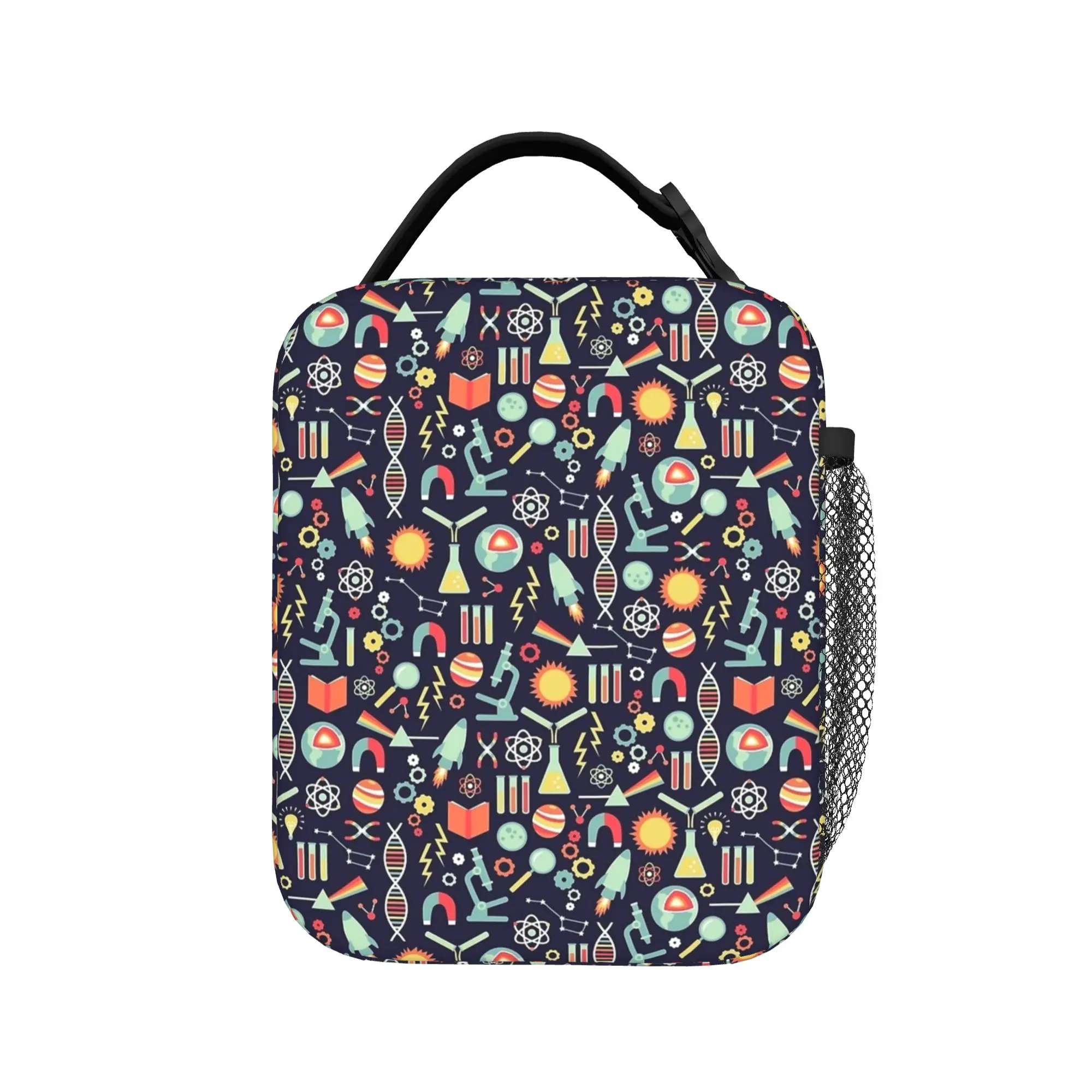 Lunch Bag Chemistry Lab Science Equipment Pattern Picnic Lunch Box For Women  Leisure Convenient Designer Cooler Bag