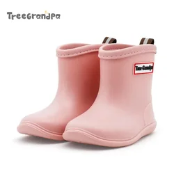 Kids Rain Boots Girls Boys Rainboots Anti-Slip Children Baby Rain Shoes  PVC Waterproof Mid-Calf Water Shoes Soft Rubber