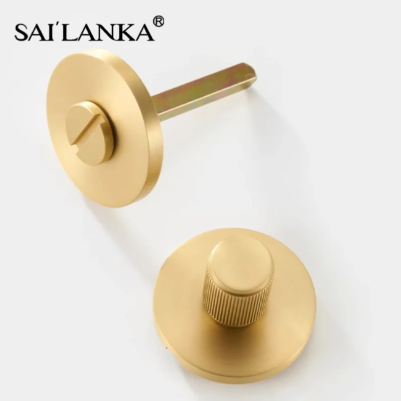 Imagem -04 - Sailanka-thumb Turn Key Brass Door Lock Listras Verticais Botão Deslizante Preto do Banheiro Fio de Emergência bk