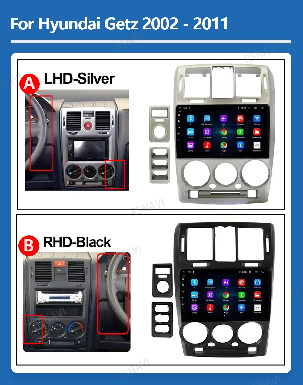 Android 16 Carplay Auto For Hyundai Getz 2002 2003 2004 - 2010 2011 Radio Player Multimedia Stereo Navigation DSP Video GPS