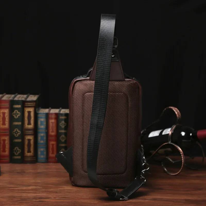 Luxo crazy horse couro saco de peito masculino design de moda saco de peito pacote de grande capacidade crossbody saco masculino bolsas bolsas