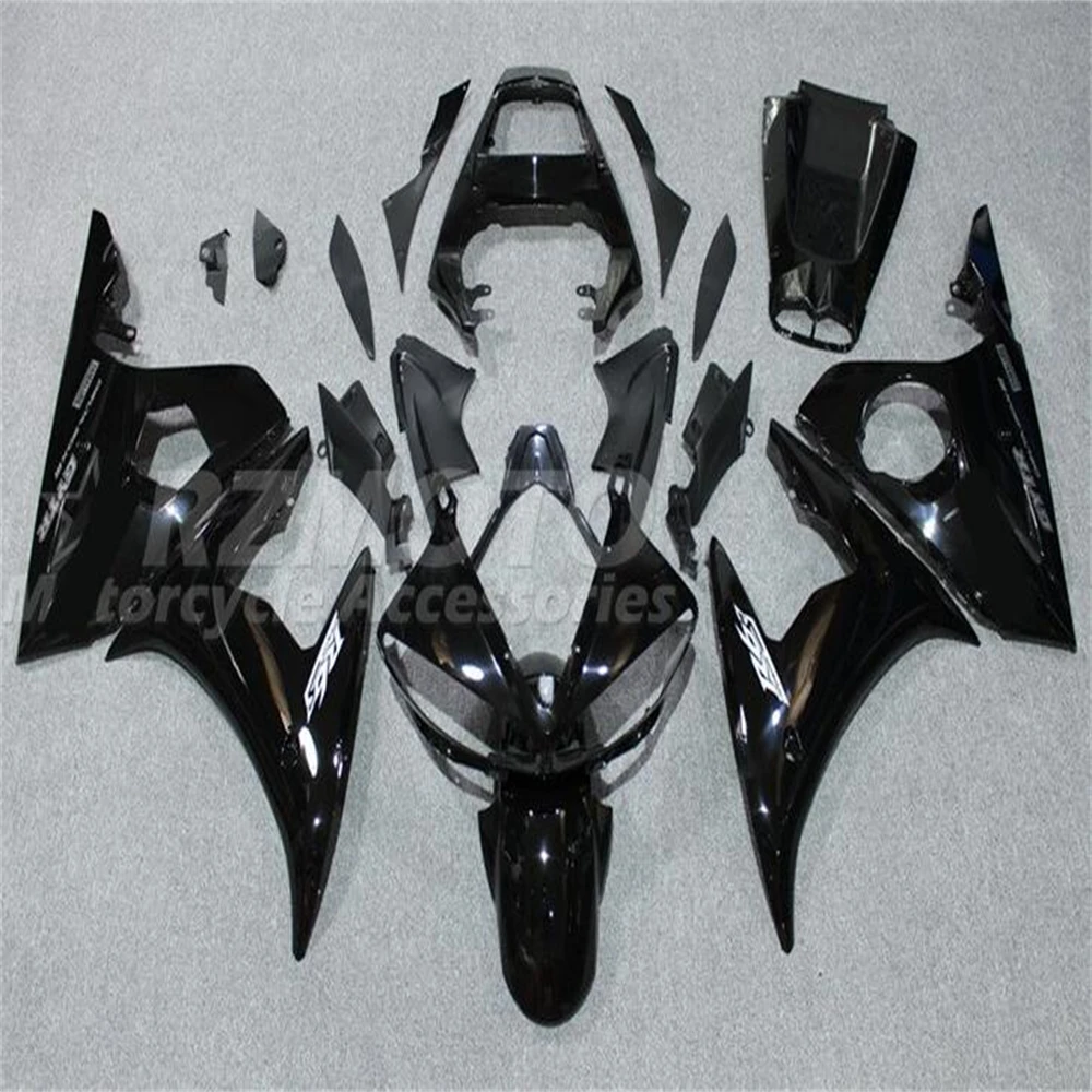 4Gifts New ABS Whole Fairings Kit Fit for YAMAHA YZF- R6 03 04 05 R6s 2003 2004 2005 Bodywork Set Glossy Black