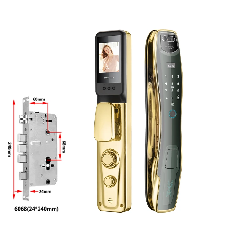 Полностью автоматическое 3D лицо Golden Tuya App Smart Life Дистанционная разблокировка Автоматический биометрический замок с камерой Умный дверной замок