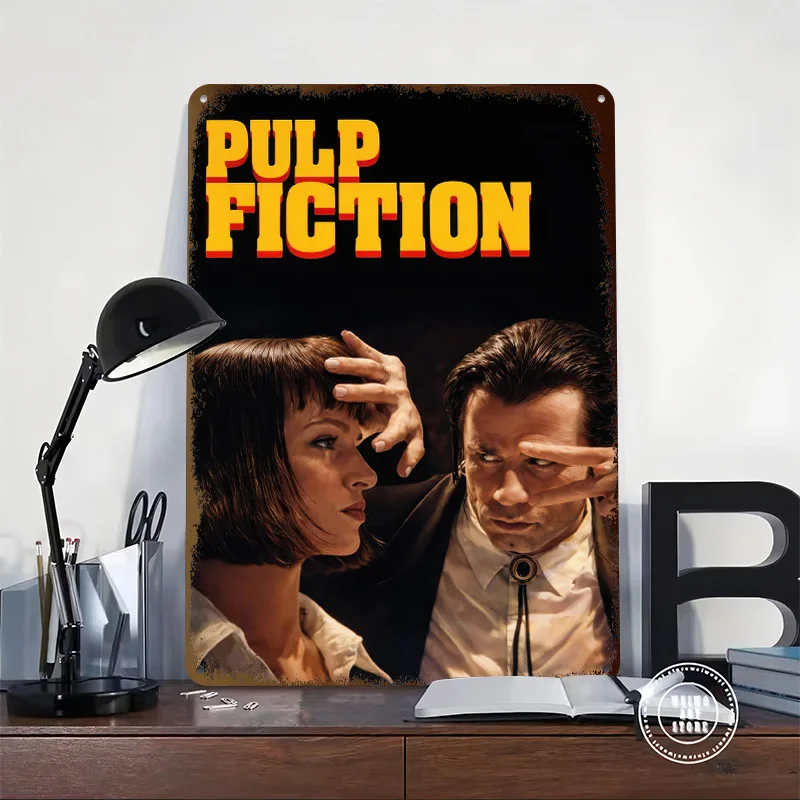 Pulp Fiction Movie Metal Poster Customized Wall Art Retro Vintage Metal Signs for Man Cave Home Decoration Gaming Office Decor