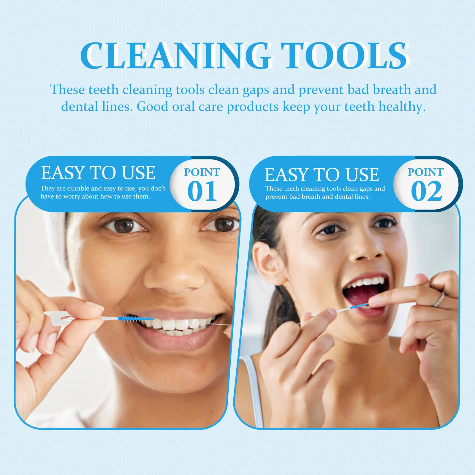 80Pcs Interdental Brush Elastic Tooth Cleaning Tools Oral Care Teeth Cleaner Portable Interdental Floss Dispenser