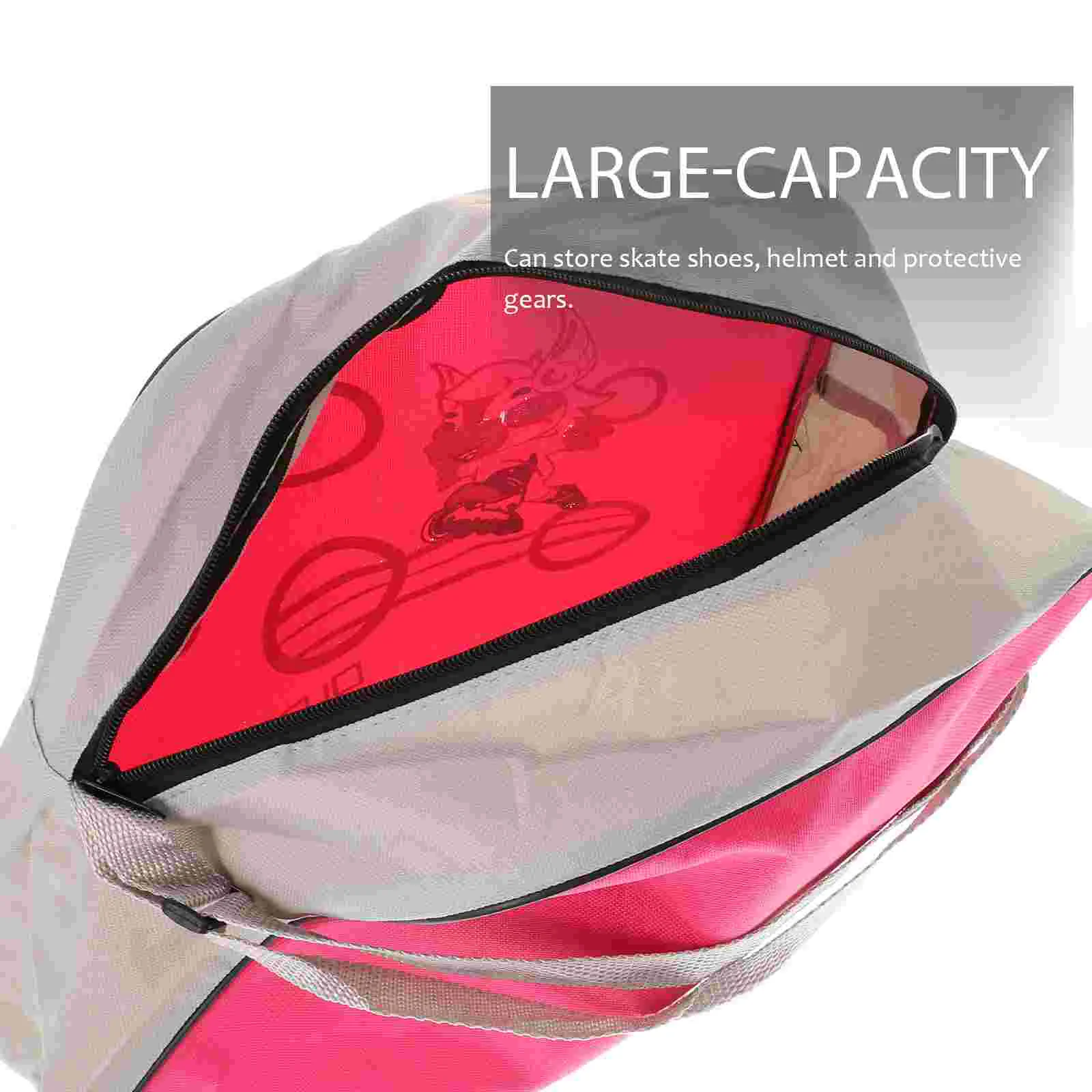 Fashionable Printed Skating Shoes Storage Bag Portable Adjustable Shoulder Strap Storage Organizer Roller Skate Storage Bag(Pink