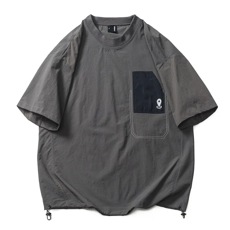 2026 Summer Outdoor Sports Quick Drying Short Sleeved Men's T-shirt Japanese Retro Round Neck Casual Loose T-shirt for Men Tops