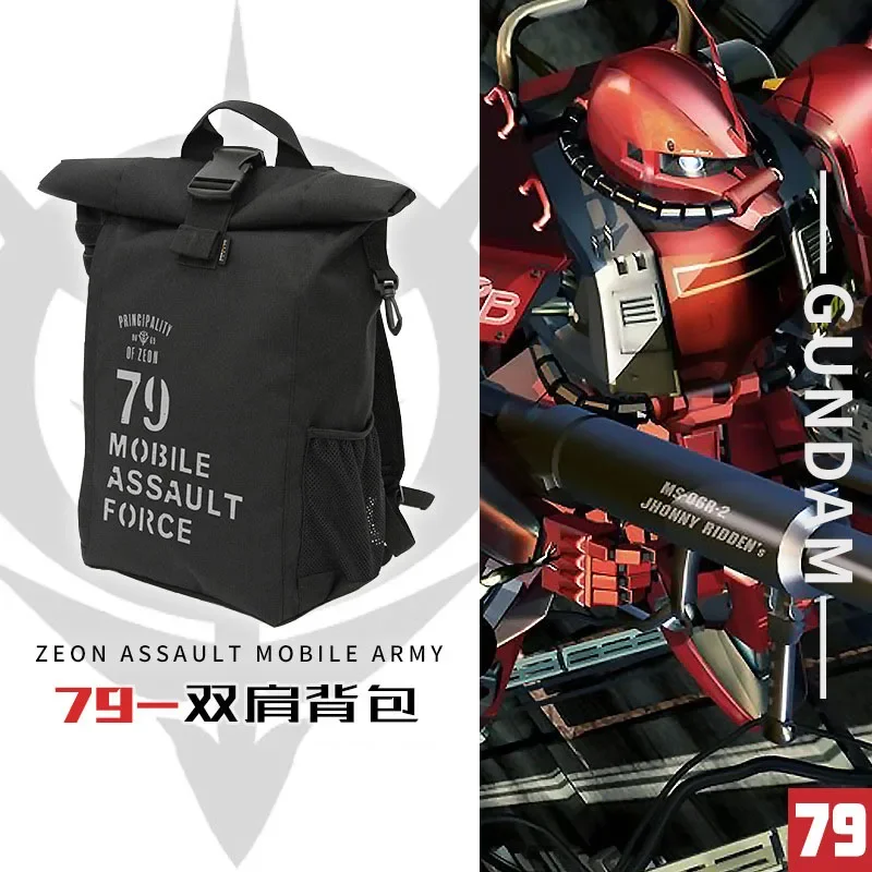 Anime Harajuku Mobile Suit Gundam RX-79 Char Zaku Cosplay School Students Bag Black Backpack Denim Travel Messenger Bags Handbag