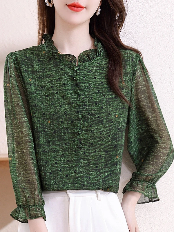 السيدات طويلة Sve قاعدة الشيفون المطبوعة irt جميلة Sli الصيف جديد Sleeen نمط الأزهار التستر الأعلى