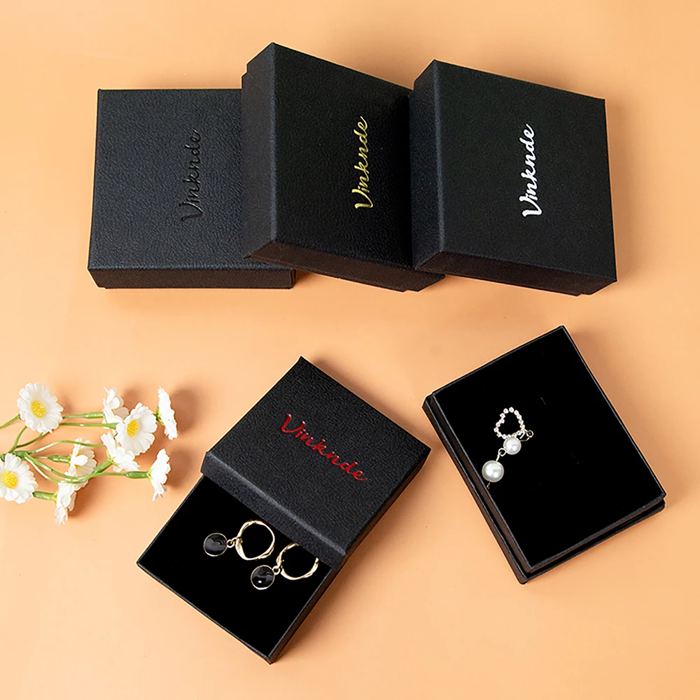 

Wholesale 24Pcs Bracelet Display Black Jewellery Boxes Custom Logo Luxury Lychee Pattern Paper Gift Box For Necklace Ring Pack