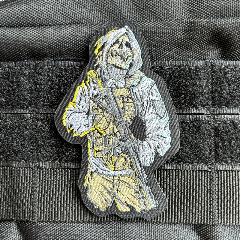 Death Morale Patch The Reaper Warrior Hook&Loop Embroidery Patches for Clothing Tactical Badge Military Armband Backpack Sticker