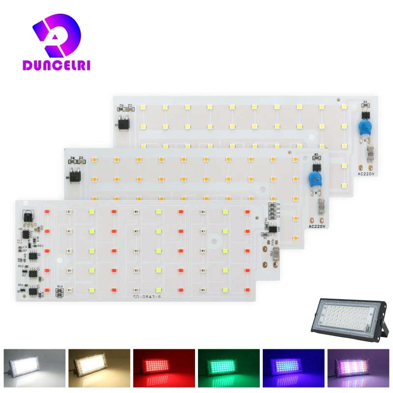 50W LED Chip for Flood Light SMD 2835 Outdoor Floodlight RGB Spotlight Lighting Beads AC 220V For LED Street Lamp