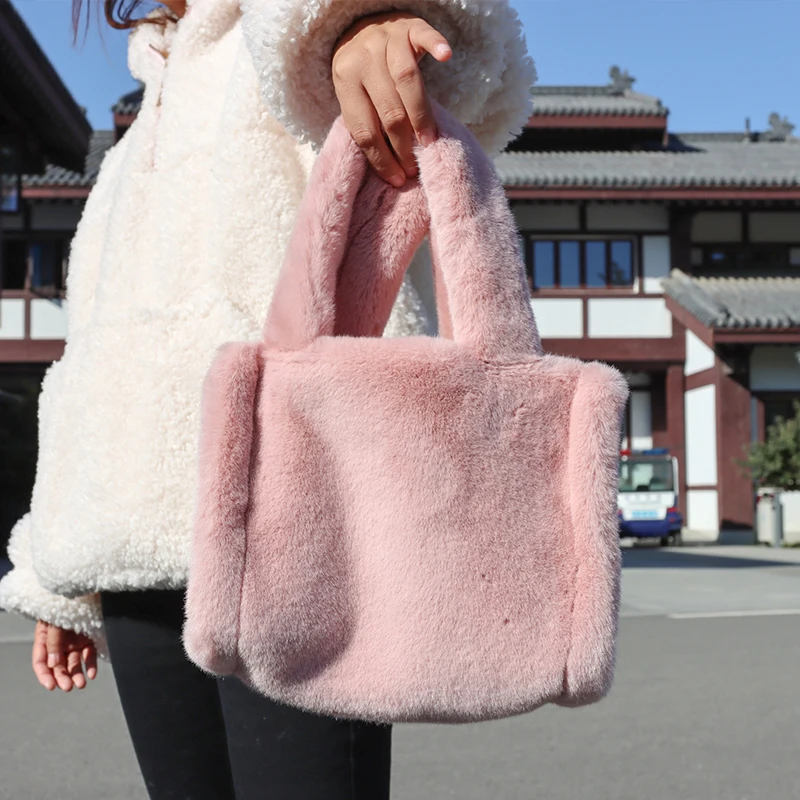 Faux Fur Candy Color Women Handbags Luxury Design Ladies Underarm Bags Winter Plush Female Furry Shoulder Bag Small Tote Purse