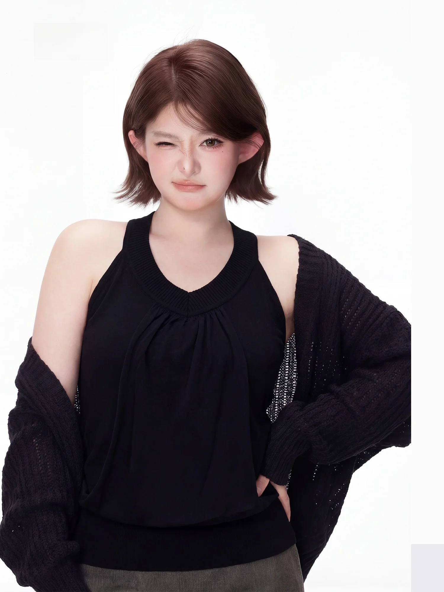 

Новинка: Жилет от Zhou Bai Zi, простой стиль, облегающий крой, вязаный свитер без рукавов для женщин, стандартная длина, весенний сезон