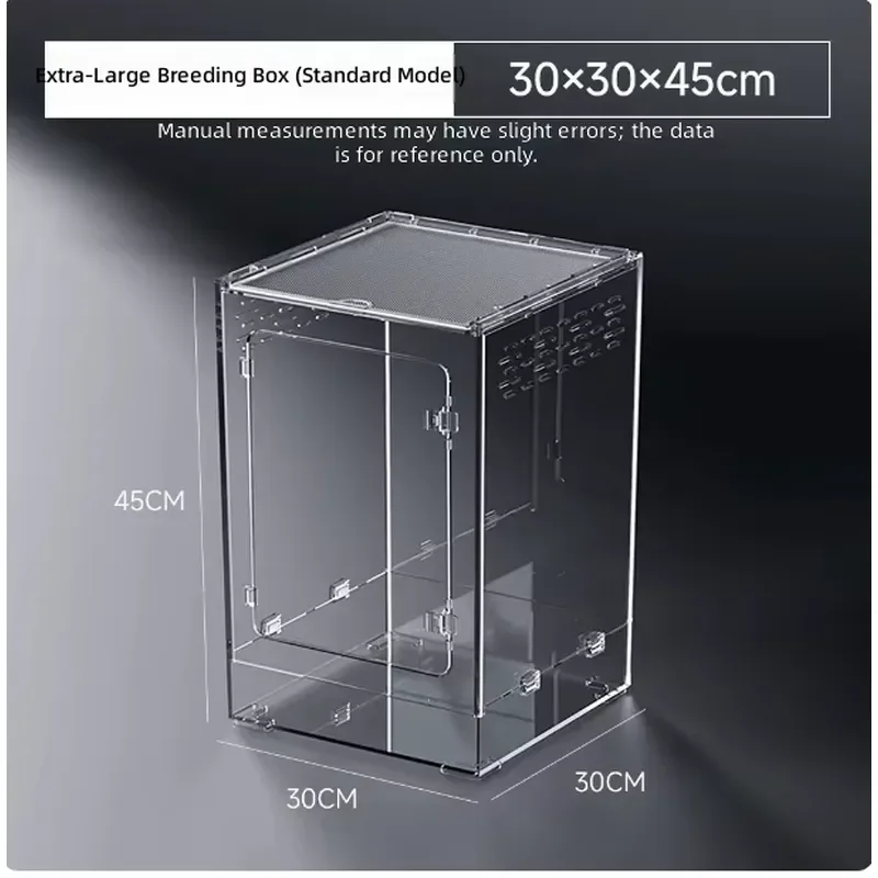 Stackable Clear Acrylic Reptile Feeding Box Large Transparent Container for Snails Ecological Habitat Ventilated Design