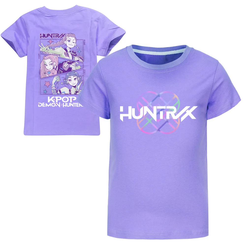 Kpop شيطان الصيادين الاطفال بلايز الكرتون الصيف موضة بنين تي شيرت الفتيات القطن قصير الأكمام ملابس خارجية الأطفال قصيرة الأكمام بلايز
