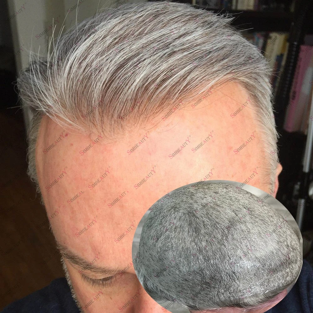 

Ультратонкий мужской парик из натуральных волос (0,02-0,03 мм) с естественной линией роста волос, 90% плотность, супернатуральный мужской протез для волос